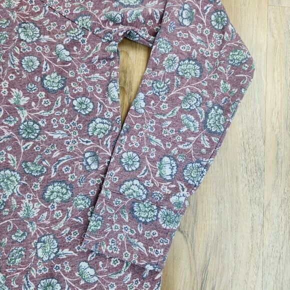 💛Peace & Pearls Floral Fleece Lined Long Sleeve Top Medium - Picture 5 of 9